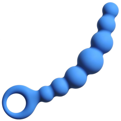 Синяя упругая анальная цепочка Flexible Wand - 18 см. (синий)