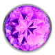 Большая серебристая анальная пробка Diamond Purple Sparkle Large с фиолетовым кристаллом - 8 см. (фиолетовый)