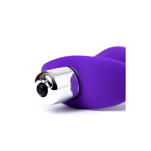 Фиолетовая изогнутая анальная вибропробка - 14 см. (фиолетовый)