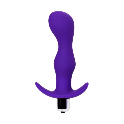 Фиолетовая изогнутая анальная вибропробка - 14 см. (фиолетовый)