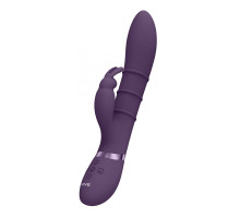 Фиолетовый вибромассажер-кролик с 3 стимулирующими кольцами Sora - 24,2 см. (фиолетовый)