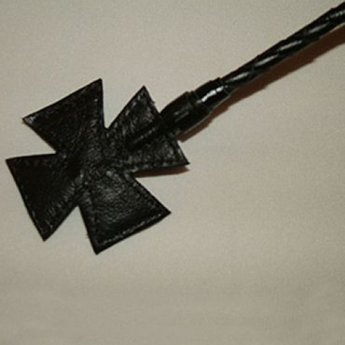 Короткий витой стек с наконечником-крестом - 70 см. (черный)