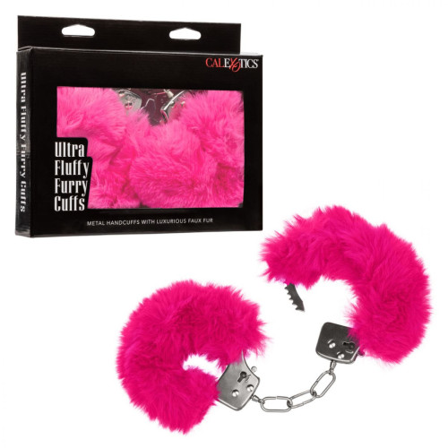Металлические наручники с розовым мехом Ultra Fluffy Furry Cuffs (розовый)