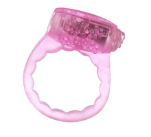 Тонкое розовое эрекционное кольцо с вибратором (розовый)