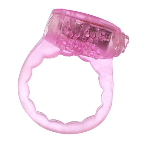 Тонкое розовое эрекционное кольцо с вибратором (розовый)