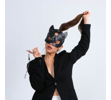 Эротический набор «Твоя кошечка»: маска и наручники (черный с серебристым)