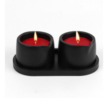Набор из 2 низкотемпературных свечей для БДСМ «Оки-Чпоки» с ароматом земляники (черный)