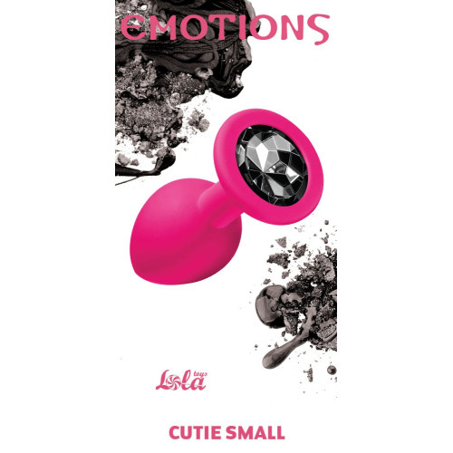 Малая розовая анальная пробка Emotions Cutie Small с чёрным кристаллом - 7,5 см. (черный)