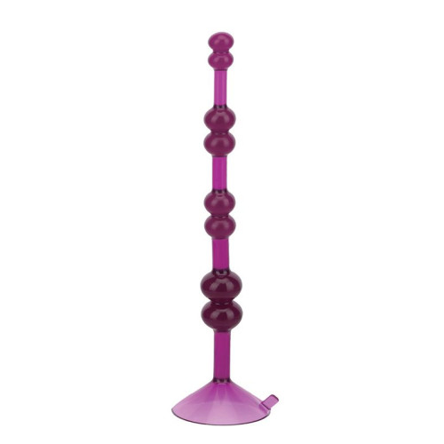 Фиолетовая анальная цепочка на присоске LOVE THROB PURPLE - 17,8 см. (фиолетовый)