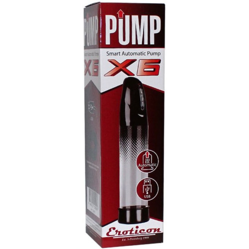 Вакуумная помпа Eroticon PUMP X6 с эффектом памяти (черный с серым)