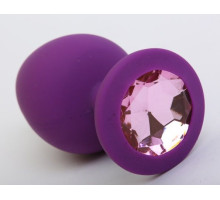 Фиолетовая силиконовая пробка с розовым стразом - 9,5 см. (розовый)