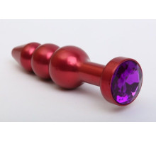 Красная анальная ёлочка с фиолетовым кристаллом - 11,2 см. (фиолетовый)