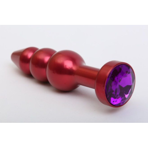 Красная анальная ёлочка с фиолетовым кристаллом - 11,2 см. (фиолетовый)