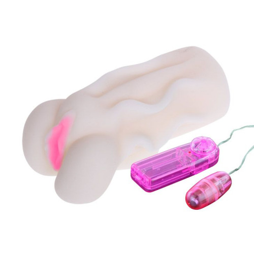 Мастурбатор-вагина с вибрацией и волнами на поверхности (телесный)