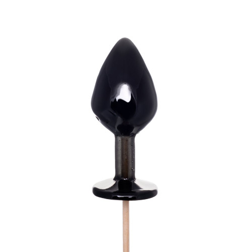 Черный леденец в форме большой анальной пробки со вкусом бейлиз (черный)