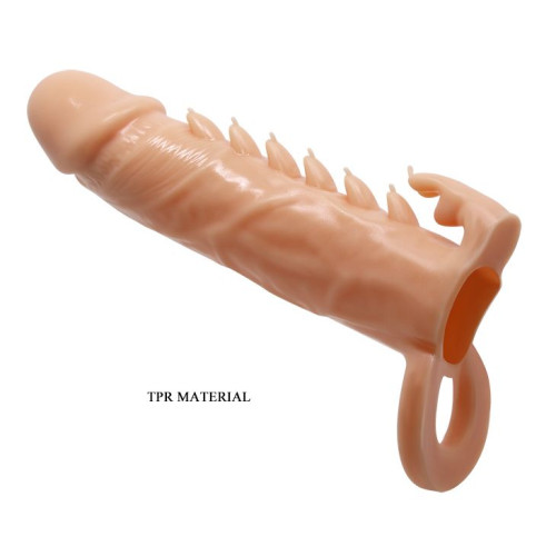 Телесная удлиняющая насадка Penis Sleeve Emmitt - 17 см. (телесный)