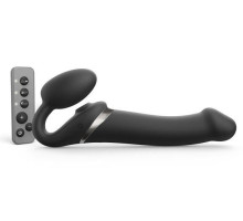 Черный безремневой страпон Multi Orgasm Size L с клиторальной стимуляцией (черный)