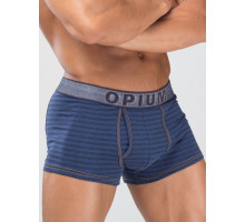 Мягкие комфортные мужские боксеры в меланжевую полоску (синий|XL)