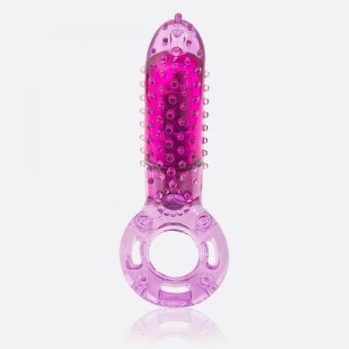 Фиолетовое эрекционное кольцо с вибрацией и пальчиком OYEAH PURPLE (фиолетовый)