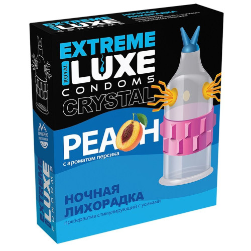Стимулирующий презерватив  Ночная лихорадка  с ароматом персика - 1 шт. (прозрачный)