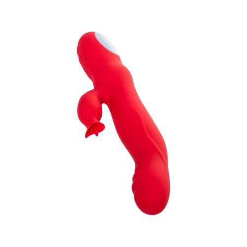 Красный вибратор Redli с двигающейся головкой - 21 см. (красный)