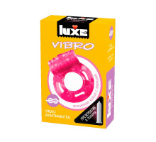 Розовое эрекционное виброкольцо Luxe VIBRO  Ужас Альпиниста  + презерватив (розовый)