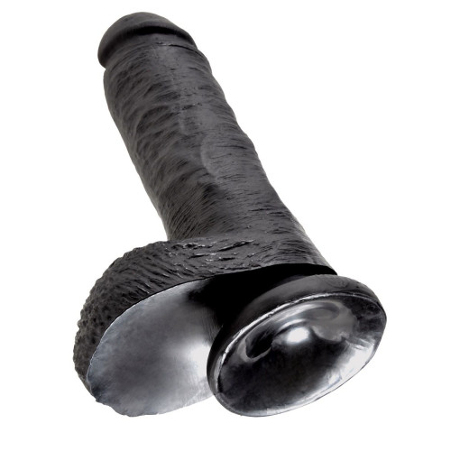 Чёрный фаллоимитатор 8  Cock with Balls - 21,3 см. (черный)