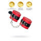 Красно-черные кожаные наручники со сцепкой (красный с черным)