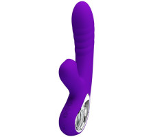 Фиолетовый вибратор Jersey с вакуумной стимуляцией - 21,8 см. (фиолетовый)