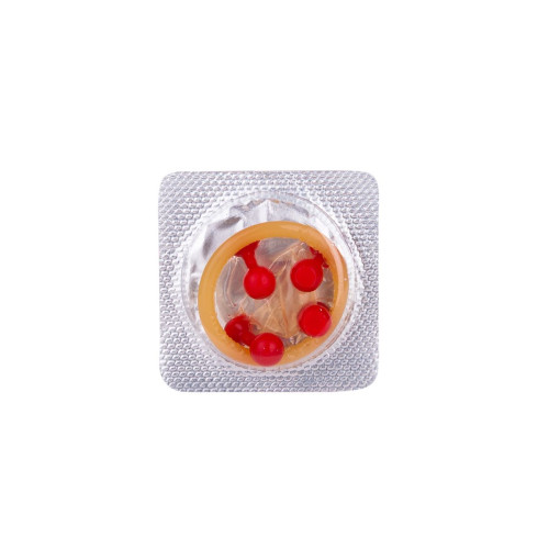Стимулирующий презерватив-насадка Roll & Ball Strawberry (прозрачный)