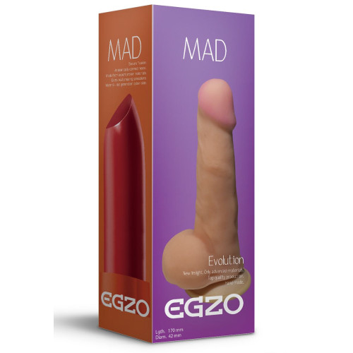 Телесный фаллоимитатор Mad Lipstick с мошонкой и подошвой-присоской - 17 см. (телесный)