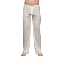 Белые полупрозрачные мужские брюки (белый|S-M)