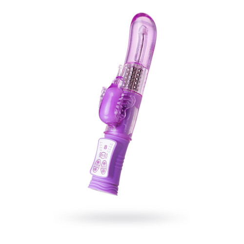 Фиолетовый вибратор High-Tech fantasy с бабочкой для клитора - 22,4 см. (фиолетовый)