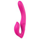 Ярко-розовый безремневой страпон REMOTE DOUBLE DIPPER - 22 см. (ярко-розовый)