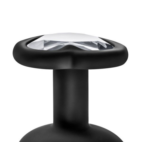 Черная анальная втулка с прозрачным кристаллом Bling Plug Medium - 8,2 см. (черный)