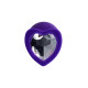 Фиолетовая анальная втулка Diamond Heart с прозрачным кристаллом - 8 см. (прозрачный)