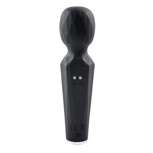 Черный wand-вибратор Rainbow Sucker с вакуумной стимуляцией - 16,2 см. (черный)