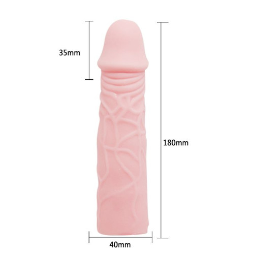 Удлиняющая насадка на пенис телесного цвета - 18 см. (телесный)