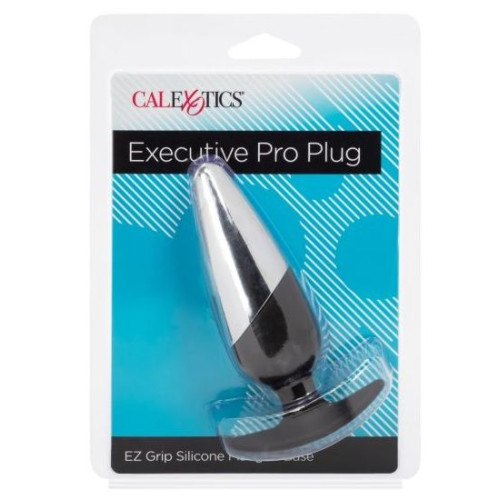 Серебристо-черная анальная пробка Executive Pro Plug - 12,75 см. (серебристый с черным)