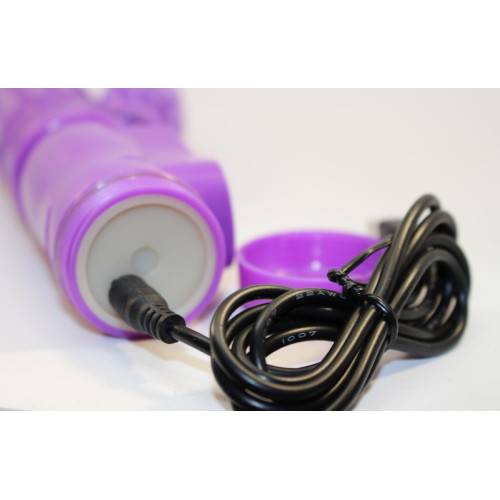Фиолетовый вибратор-ротатор с клиторальным стимулятором - 22,5 см. (фиолетовый)