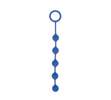 Синяя анальная цепочка с кольцом-ограничителем - 23 см. (синий)