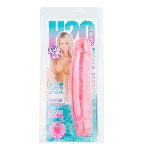 Розовый водонепроницаемый реалистик H2O MEGA MAN WATERPROOF VIBRATOR - 19 см. (розовый)