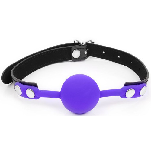 Фиолетовый кляп-шарик с черным ремешком (фиолетовый с черным)