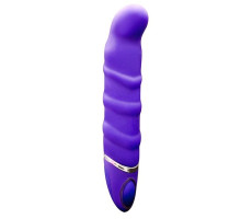 Фиолетовый перезаряжаемый вибратор с ребрышками PROVIBE - 14 см. (фиолетовый)
