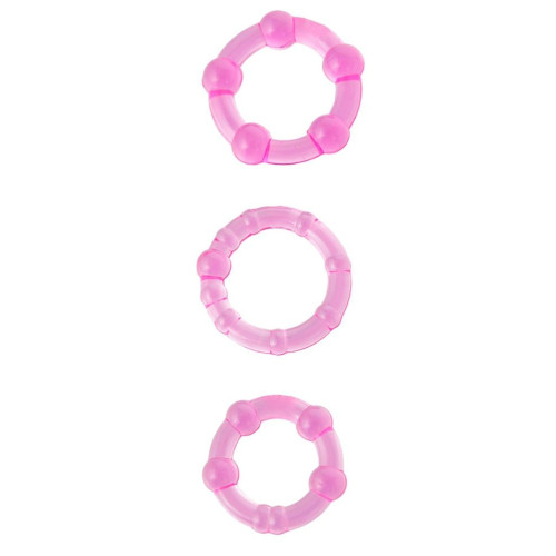 Набор из 3 стимулирующих эрекционных колец розового цвета (розовый)