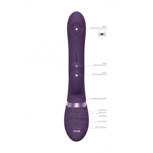 Фиолетовый анально-вагинальный вибромассажер Rini - 22,3 см. (фиолетовый)