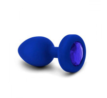 Синяя вибропробка Vibrating Jewel Plug L/XL - 11 см. (синий)