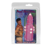 Розовая эластичная насадка на пенис с жемчужинами, точками и шипами Pearl Stimulator - 11,5 см. (розовый)