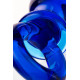 Синяя анальная пробка из стекла с ручкой-кольцом - 14 см. (синий)