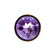 Золотистая анальная втулка с фиолетовым стразом - 7 см. (фиолетовый)